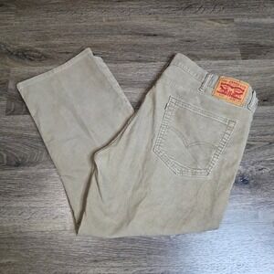 Levi's Mens 38x30 514 Straight Fit Corduroy Pants Beige Tan Classic Cords